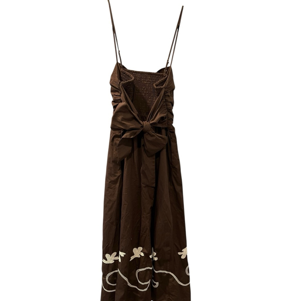 Mon Renn Size Medium Spaghetti Straps Embroidered Dress Bow Adjustable Straps - Picture 8 of 10